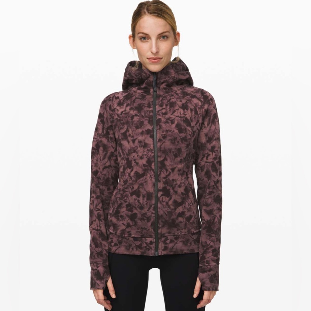 Lululemon Scuba Hoodie Light Cotton Fleece Zip Up Sweatshirt Dusk Floral Size 4 - Picture 1 of 7